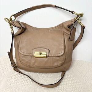 Coach Kristin Leather Hobo F22306 Taupe Shoulder Bag Convertible Crossbody